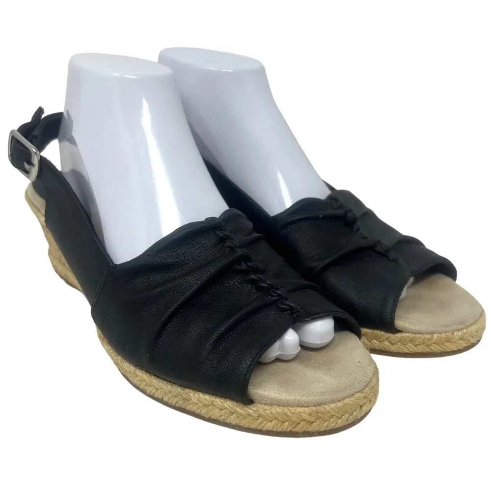 Easy Street Kindly Womens Black‎ Slingback Espadrille Sandal Size 9.5M